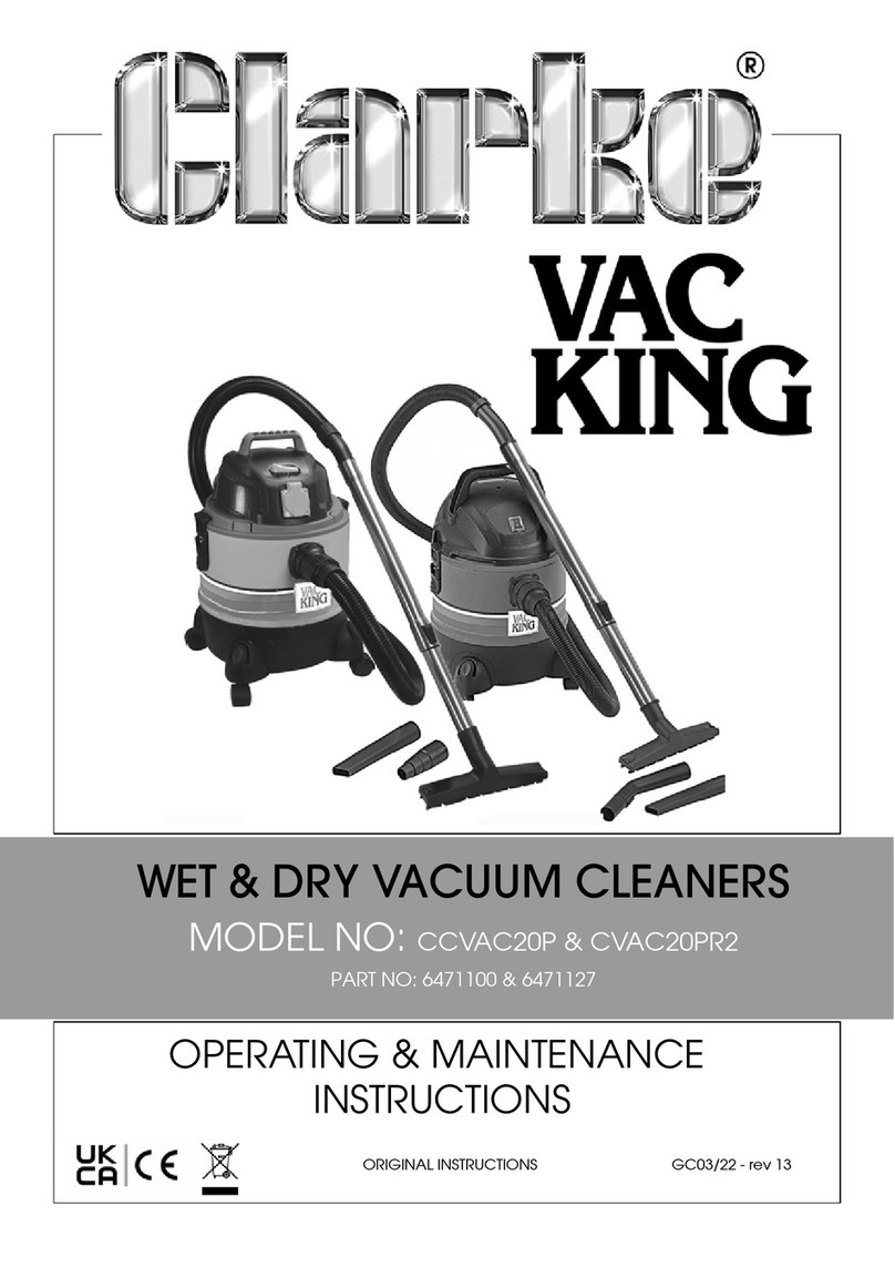 Clarke VAC KING 6471100 Installation and operation manual Clarke VAC KING 6471100 Installation and operation manual