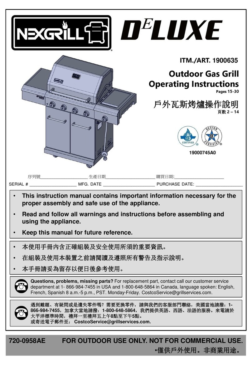 Nexgrill DELUXE 720-0958AE operating instructions