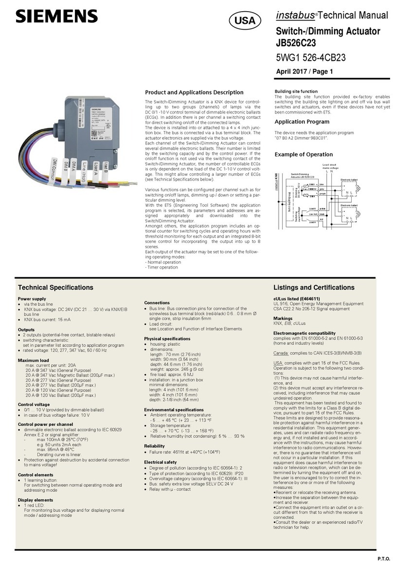 Siemens instabus JB526C23 User manual