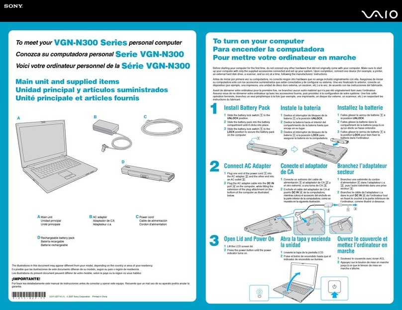 Sony VGN-N300 series instructions