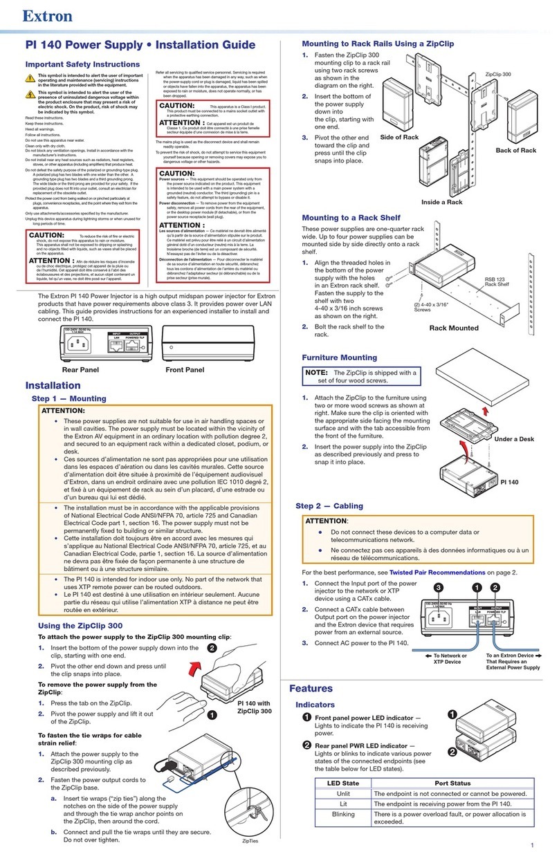 Extron electronics PI 140 User manual