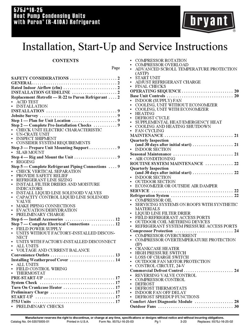 Bryant 575J 16 Series Dimensions and installation guide