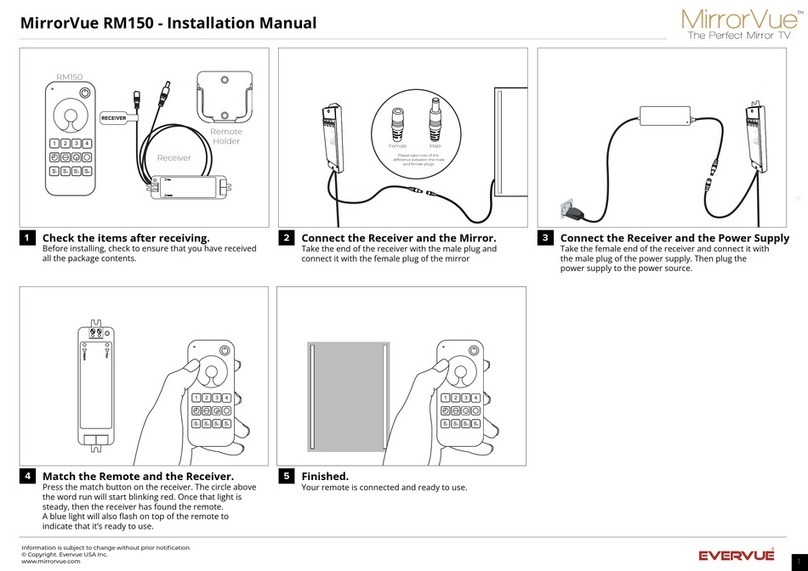 Evervue MirrorVue RM150 installation manual Evervue MirrorVue RM150 installation manual
