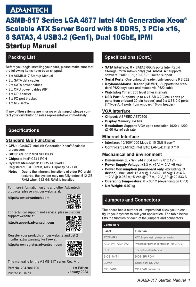 Advantech ASMB-817 Series Installation and operation manual