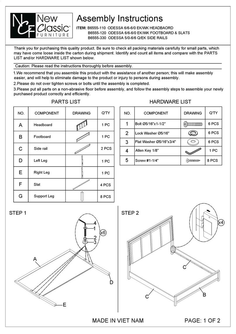 New Classic Furniture ODESSA 6/6-6/0 Assembly instructions