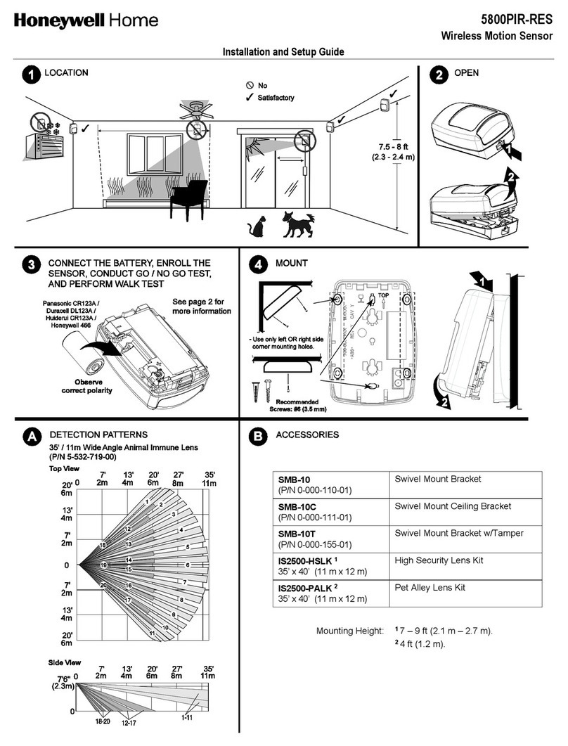 Honeywell Home 5800PIR-RES Installation and setup guide