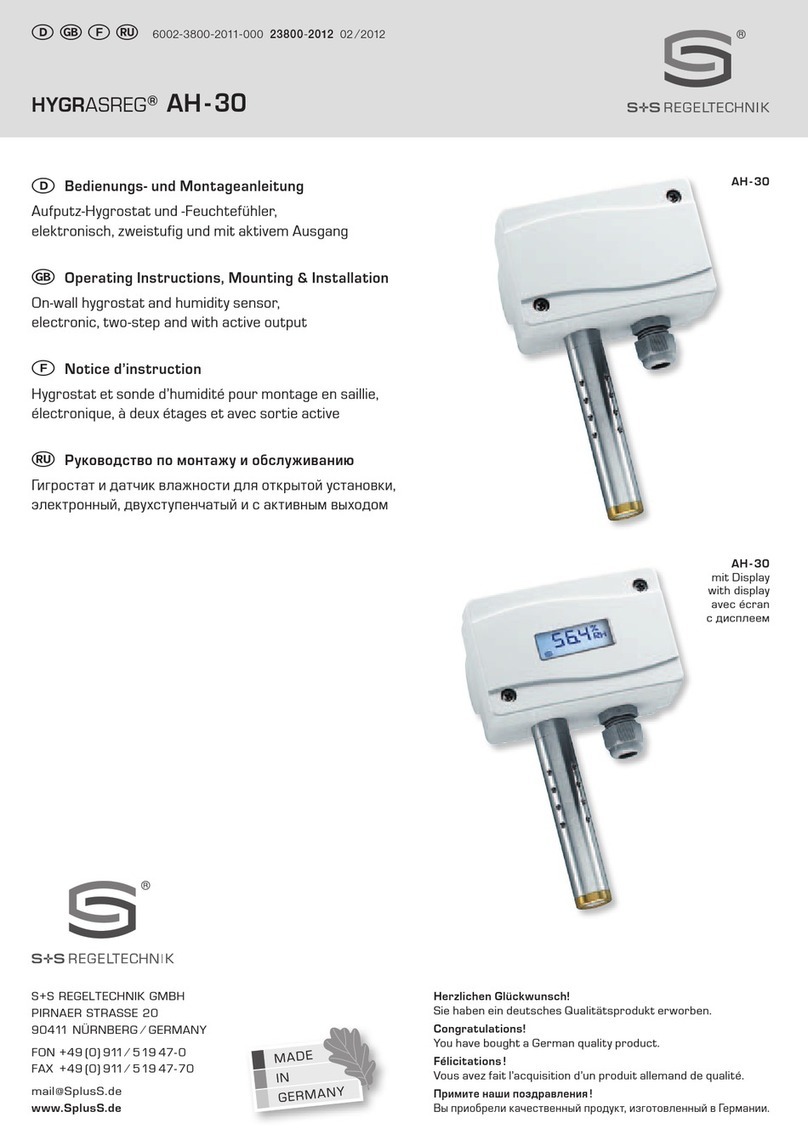 S+S Regeltechnik HYGRASREG AH-30W Operating Instructions, Mounting & Installation