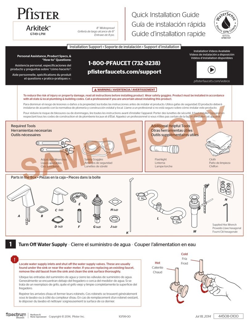 Spectrum Brands Pfister Arkitek GT49-LPM Quick installation guide