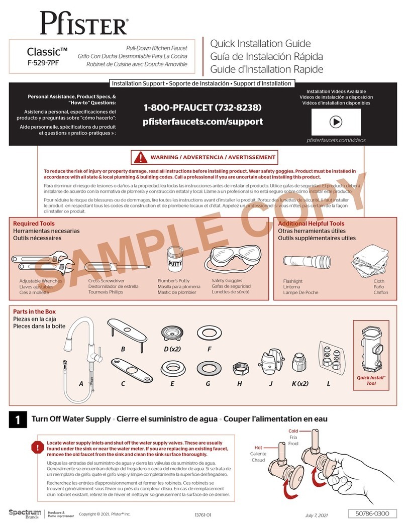 Spectrum Brands Pfister Classic F-529-7PF Quick installation guide