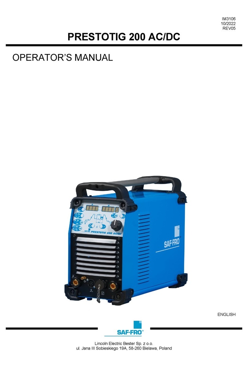 Lincoln Electric SAF-FRO PRESTOTIG 200 AC/DC Operator's manual