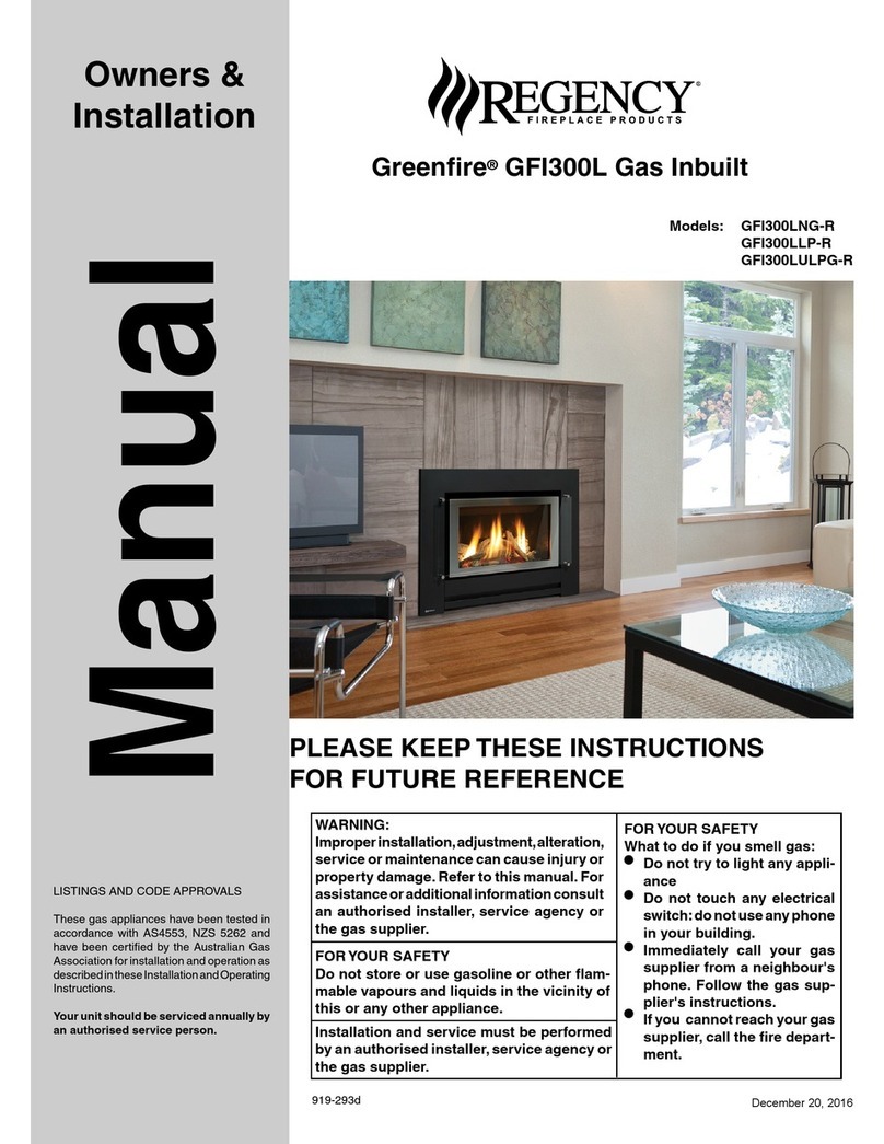 Regency Fireplace Products Greenfire GFI300L Owners & installation manual