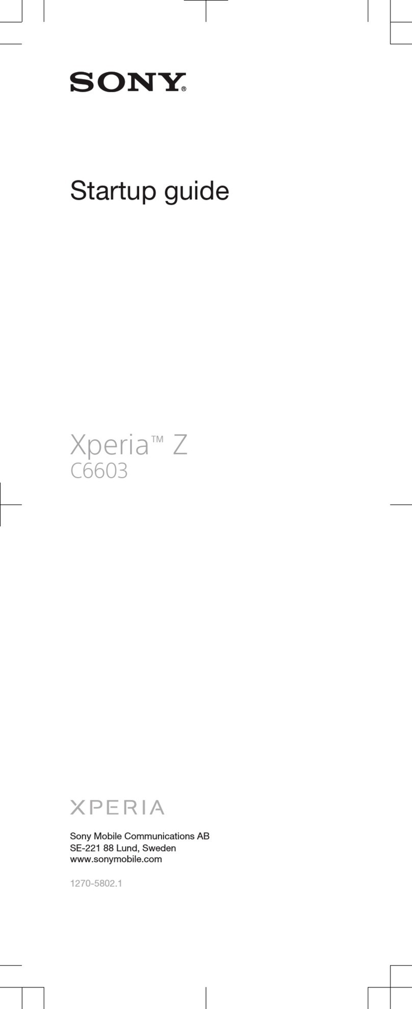 Sony XPERIA Z User guide