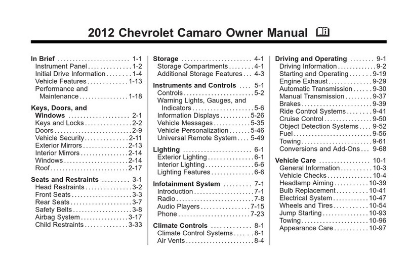 Chevrolet Camaro 2012 owner's manual