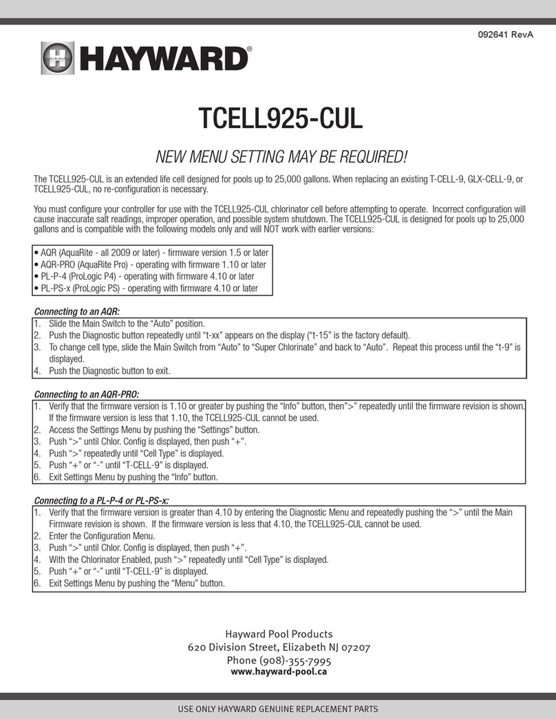 Hayward TCELL925-CUL quick start guide Hayward TCELL925-CUL quick start guide