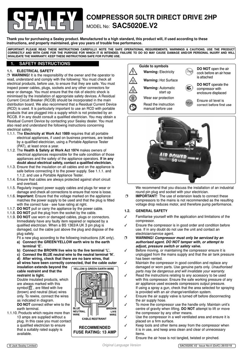 Sealey SAC5020E.V2 quick start guide Sealey SAC5020E.V2 quick start guide