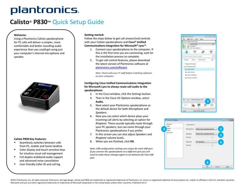 Plantronics Calisto P830 User manual Plantronics Calisto P830 User manual