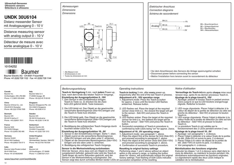 Baumer UNDK 30U6104 quick start guide