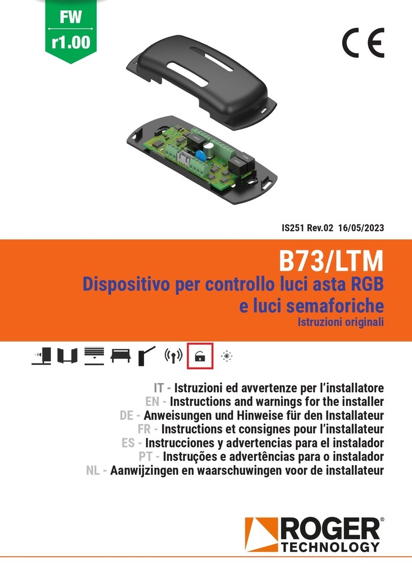 Roger B73/LTM Instruction and warnings for the installer