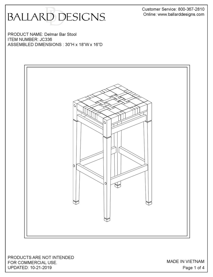 Ballard Designs Delmar Bar Stool JC336 User manual Ballard Designs Delmar Bar Stool JC336 User manual