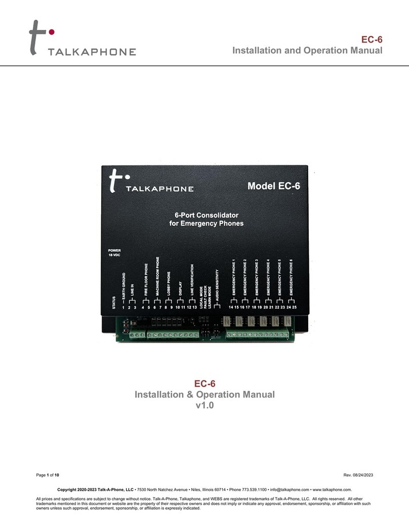 Talkaphone EC-6 Installation and operation manual