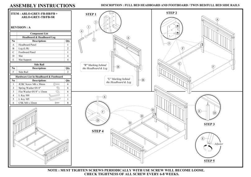 NetSuite ARLO-GREY-FB-HB/FB + Assembly instructions