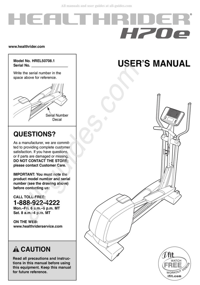 ICON Health & Fitness HEALTHRIDER H70e user manual