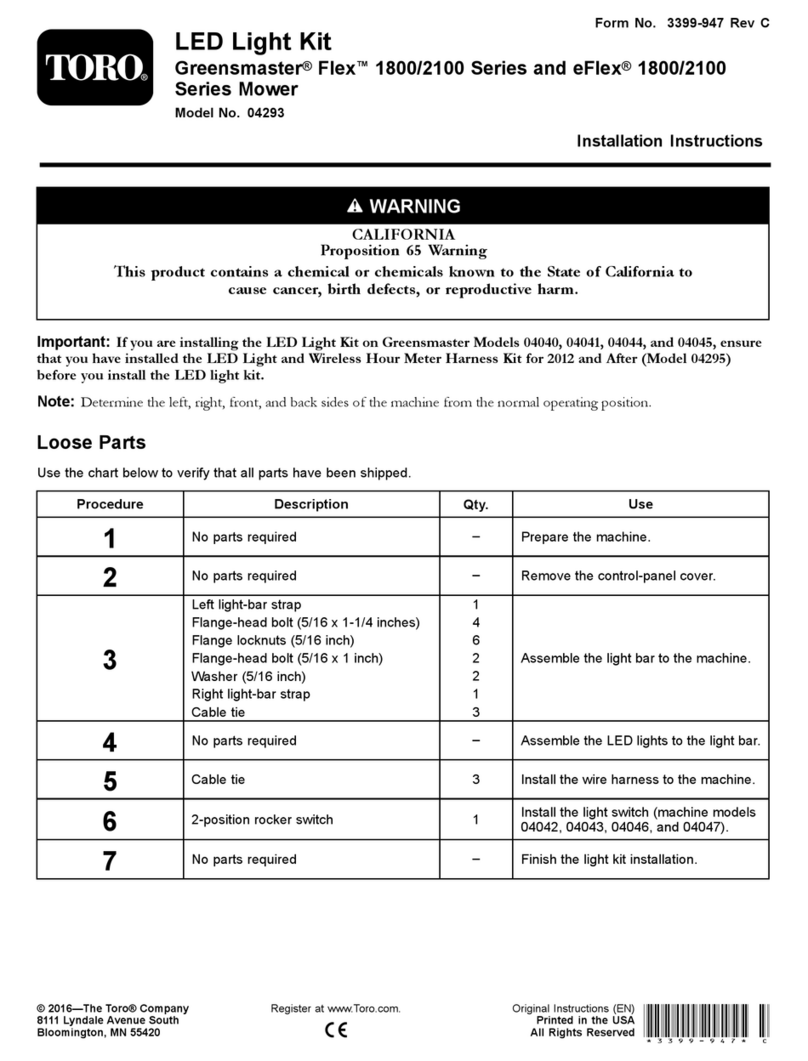 Toro Greensmaster Flex 1800 installation instructions