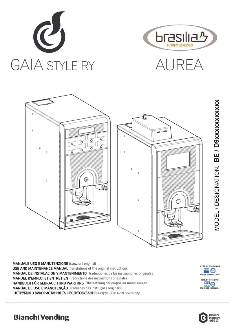 BIANCHI VENDING brasilia GAIA STYLE RY - AUREA Use and maintenance manual