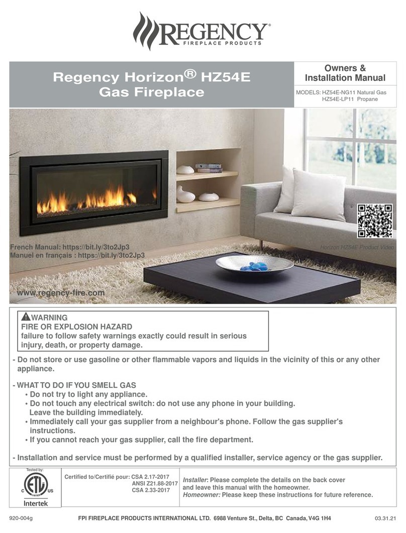 Regency Fireplace Products HZ54E Quick start guide