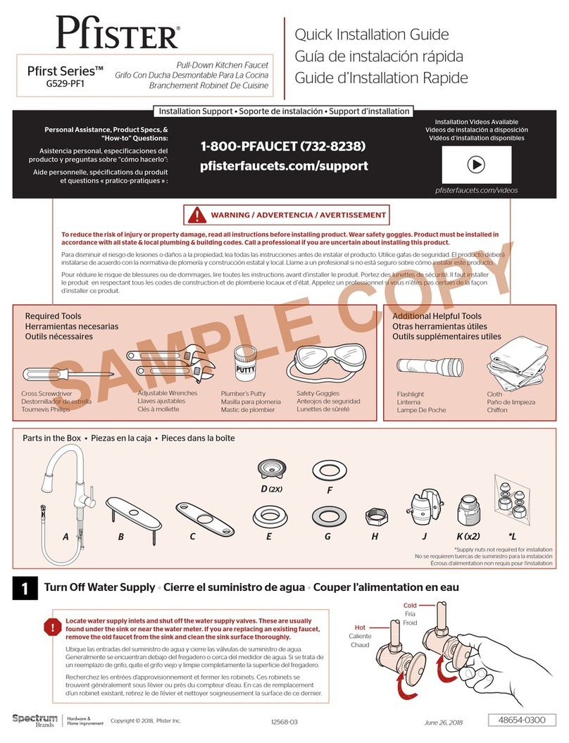 Spectrum Brands Pfister Pfirst Series G529-PF1 Quick installation guide