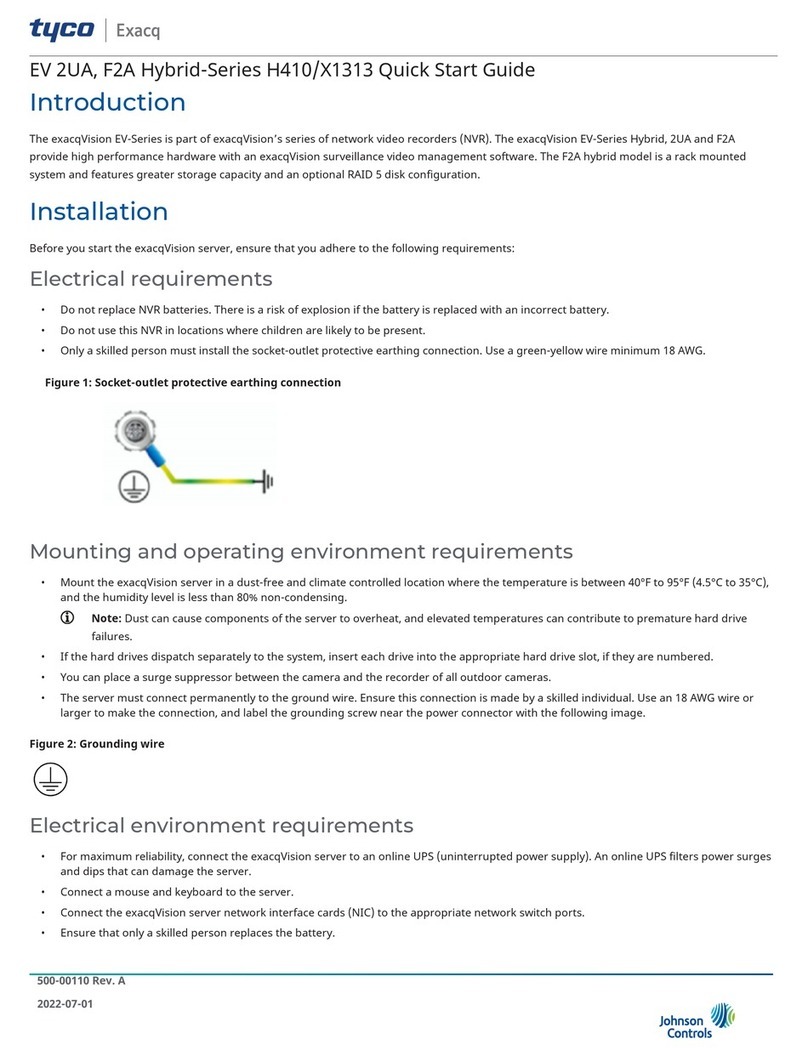 Tyco Exacq EV 2UA Hybrid Series quick start guide Tyco Exacq EV 2UA Hybrid Series quick start guide