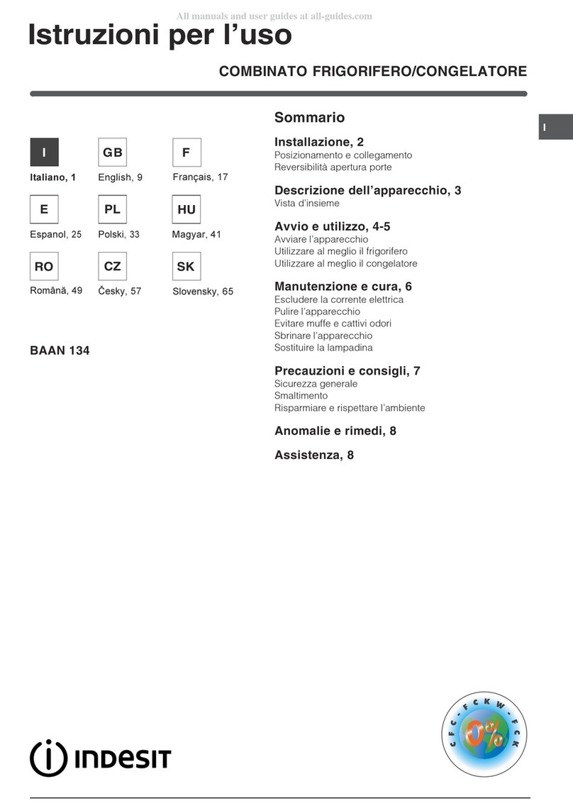 Indesit BAAN 134 operating instructions
