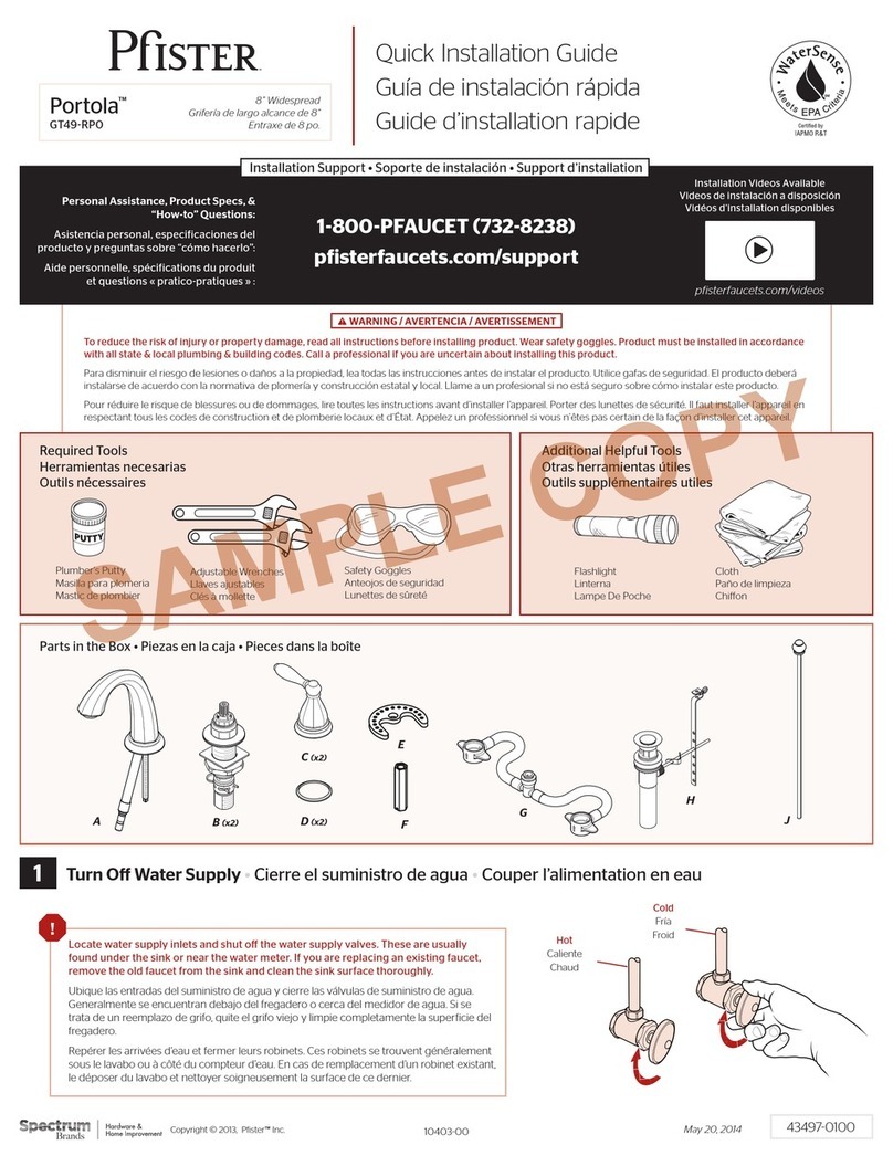 Spectrum Brands Pfister Portola GT49-RP0 Quick installation guide Spectrum Brands Pfister Portola GT49-RP0 Quick installation guide