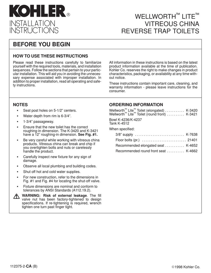 Kohler WELLWORTH LITE K-3420 installation instructions