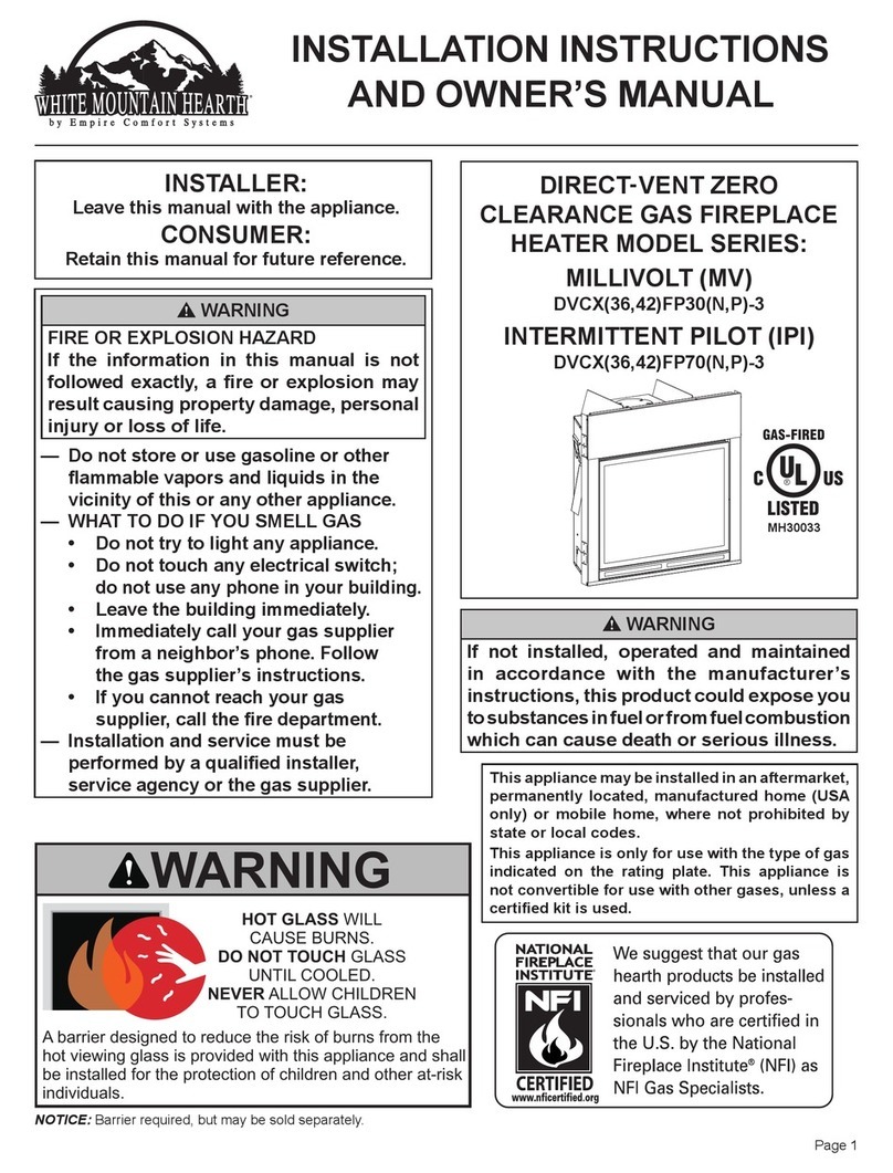 Empire Comfort Systems White Mountain Hearth Tahoe DVCX42FP30P Quick start guide