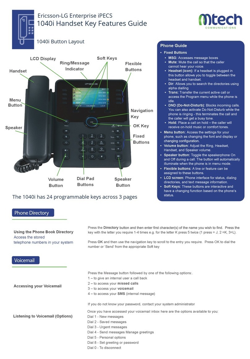 LG-Ericsson iPECS 1040i Key Features Guide