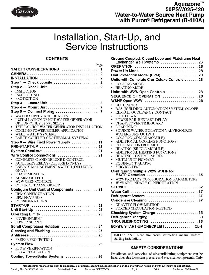 Carrier Aquazone 50PSW025-420 installation instructions Carrier Aquazone 50PSW025-420 installation instructions