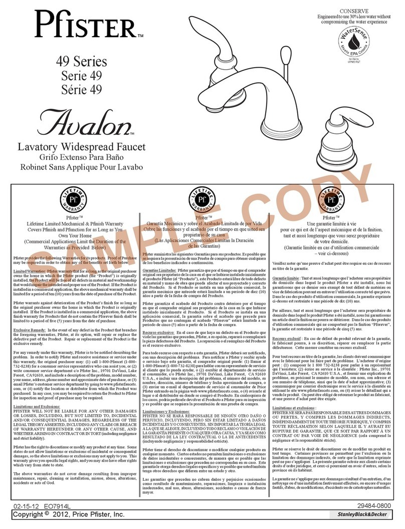 Pfister Avalon 49 Series manual Pfister Avalon 49 Series manual