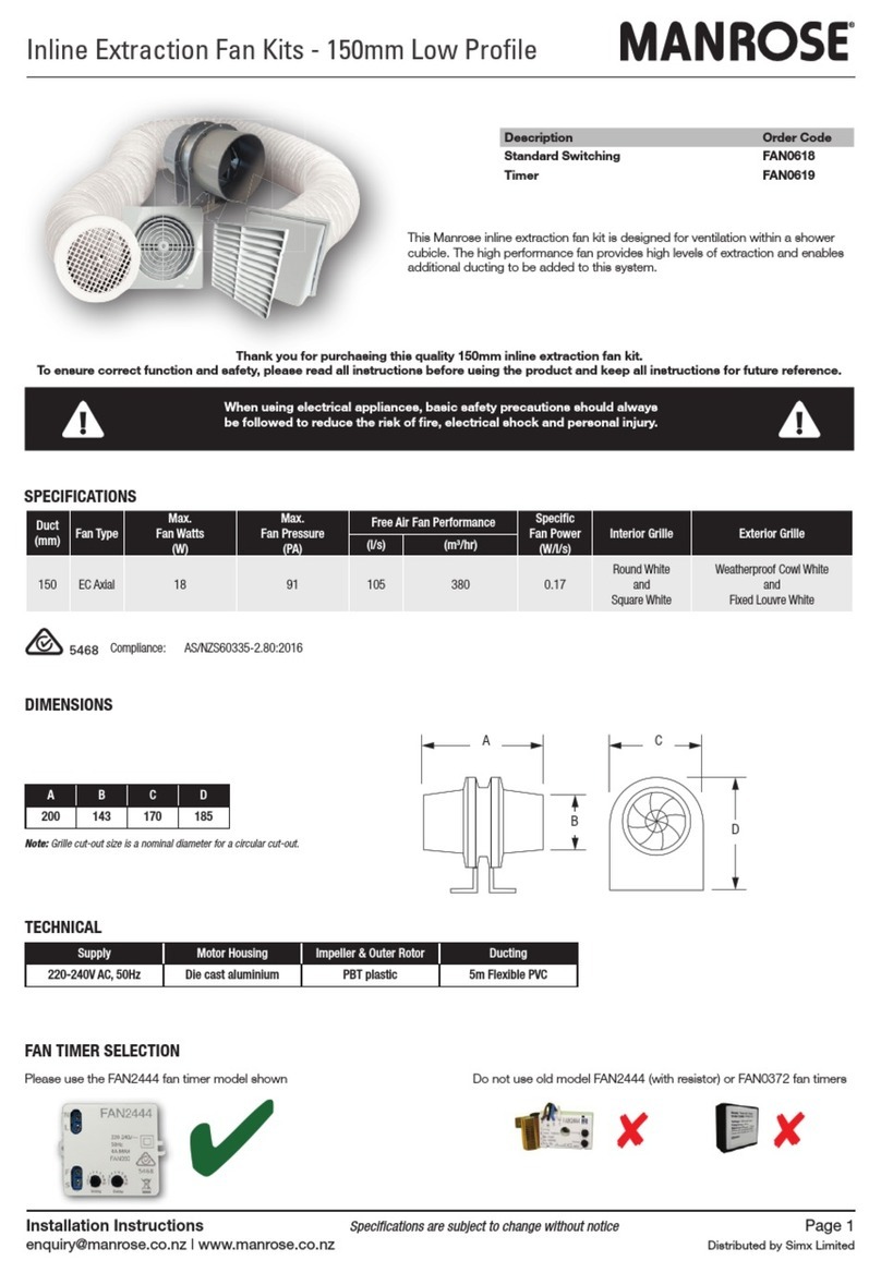 Manrose FAN0618 User manual Manrose FAN0618 User manual