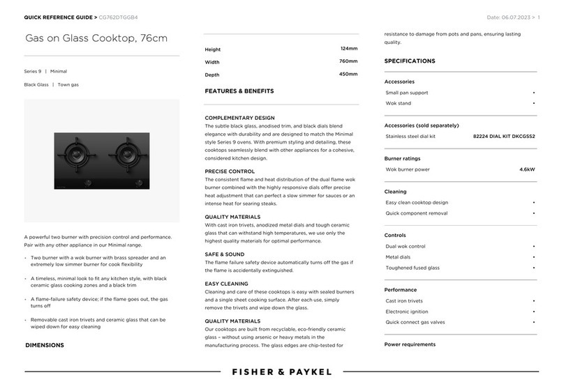 Fisher & Paykel CG762DTGGB4 Quick reference guide
