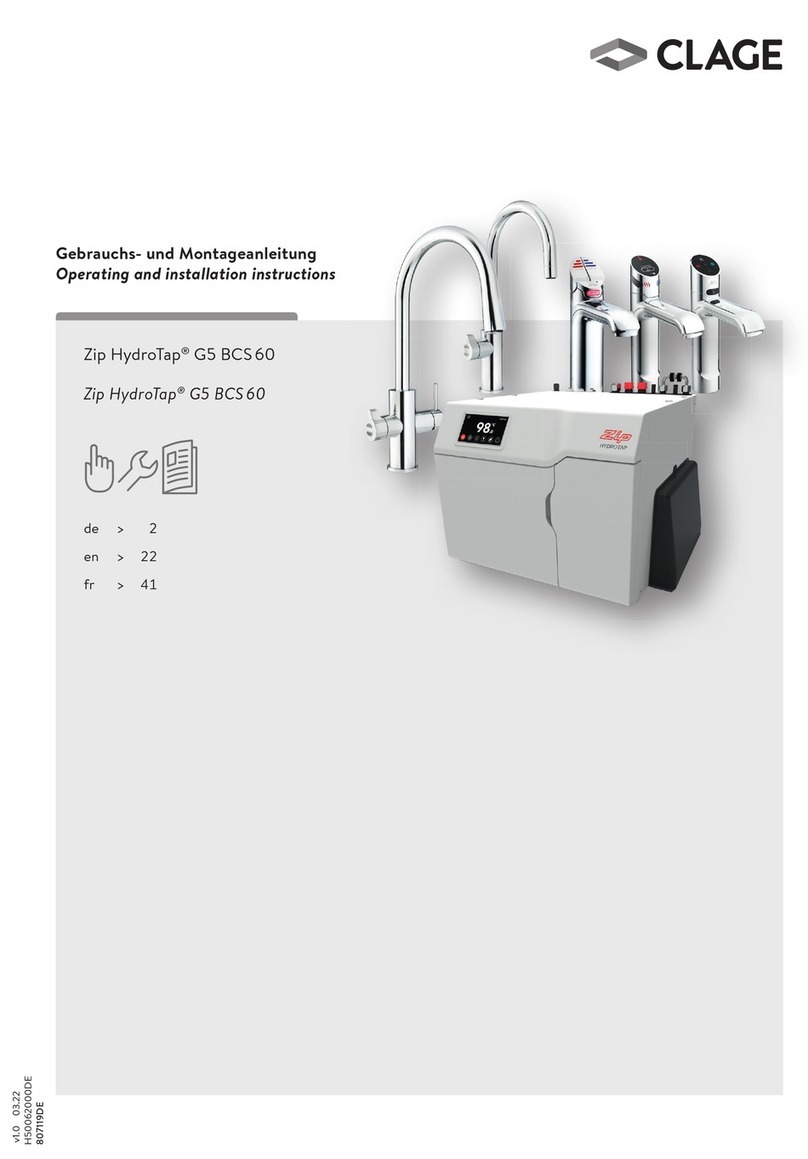 clage Zip HydroTap G5 BCS 60 User manual
