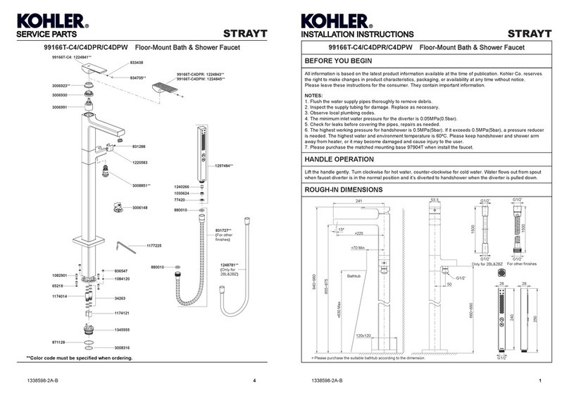 Kohler STRAYT 99166T-C4 installation instructions