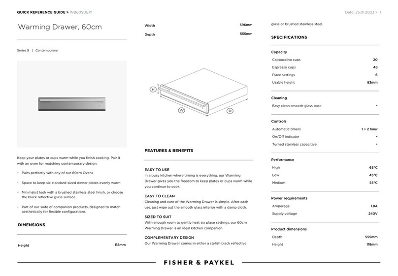 Fisher & Paykel WB60SDEX1 Quick reference guide