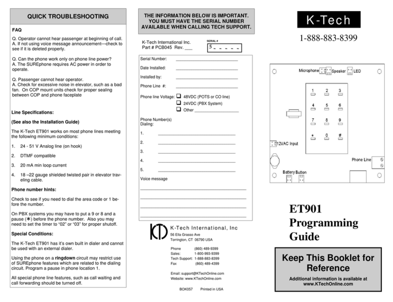 K-Tech ET901 Programming guide K-Tech ET901 Programming guide
