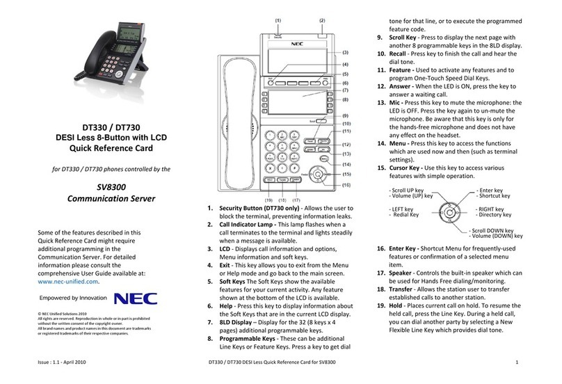 NEC DT330 User manual