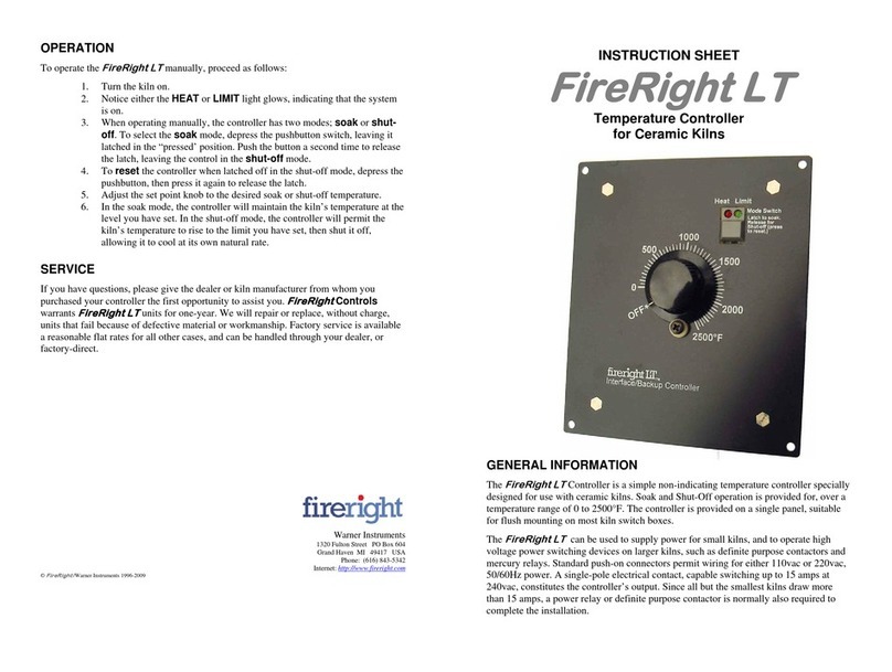 Warner Instruments FireRight LT instruction sheet