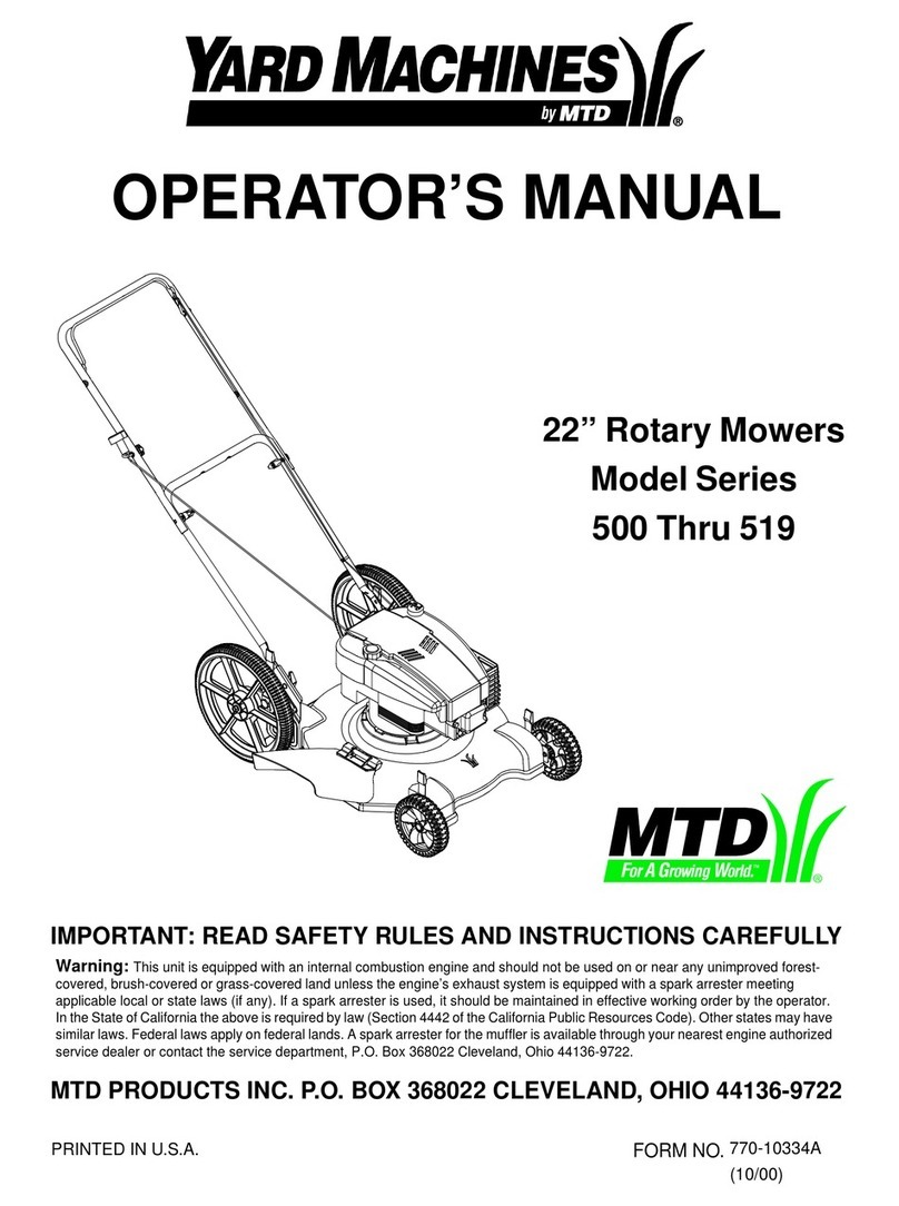 MTD YARD MACHINES 500 Thru 519 Operator's manual