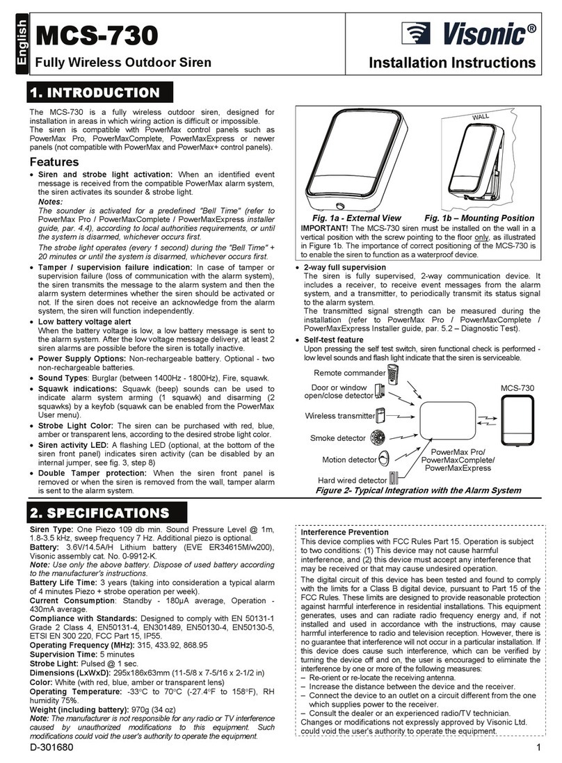 Visonic MCS-730 installation instructions