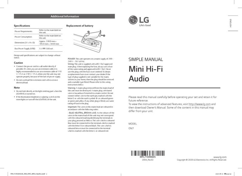 LG ON7 Specification sheet