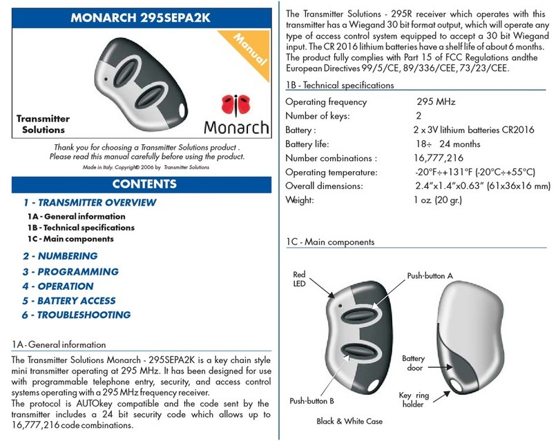 Transmitter Solutions MONARCH 295SEPA2K manual